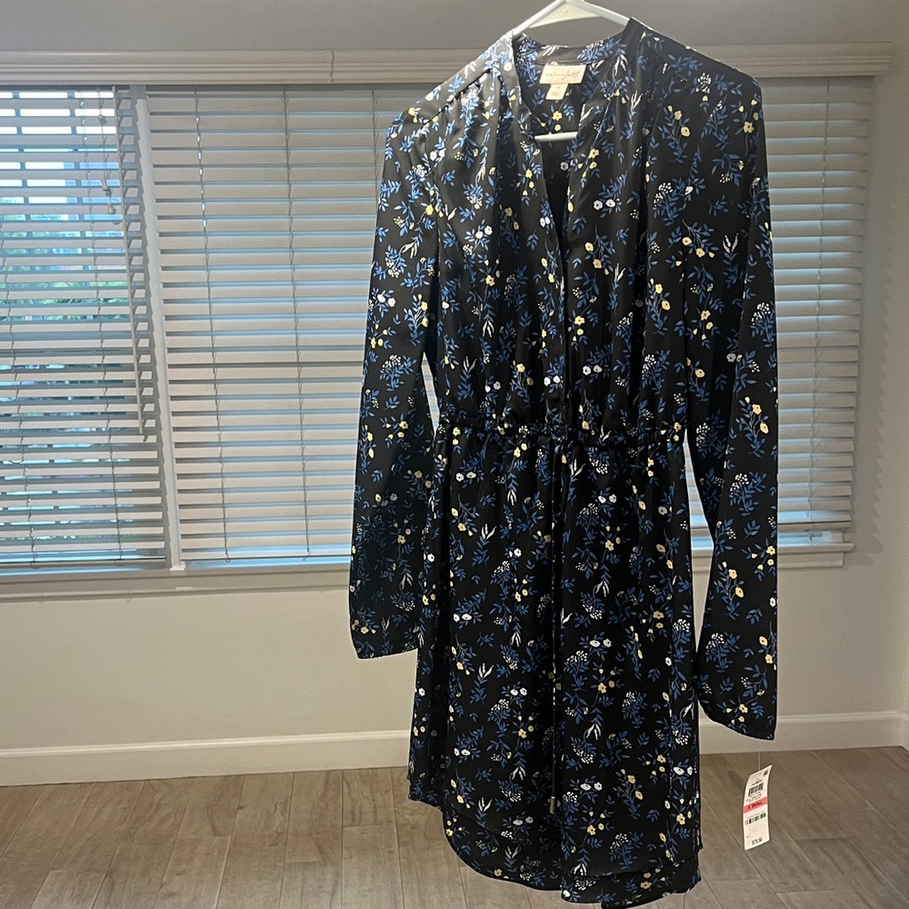 Maison Jules Black Floral Long Sleeve Dress
